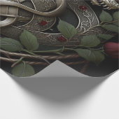 Celtic Knot Dragon Gothic Red Roses Cadeaupapier (Hoek)