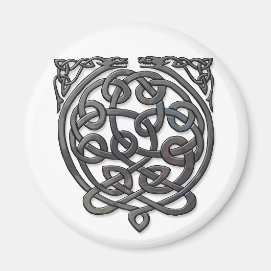 Celtic Knot Dragons - Black Chrome Magneet (Voorkant)
