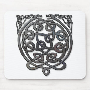 Celtic Knot Dragons - Black Chrome Muismat