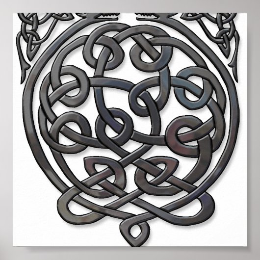 Celtic Knot Dragons - Black Chrome Poster (Voorkant)
