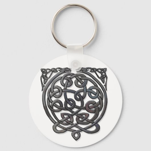 Celtic Knot Dragons - Black Chrome Sleutelhanger (Voorkant)