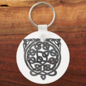 Celtic Knot Dragons - Black Chrome Sleutelhanger (Voorkant)