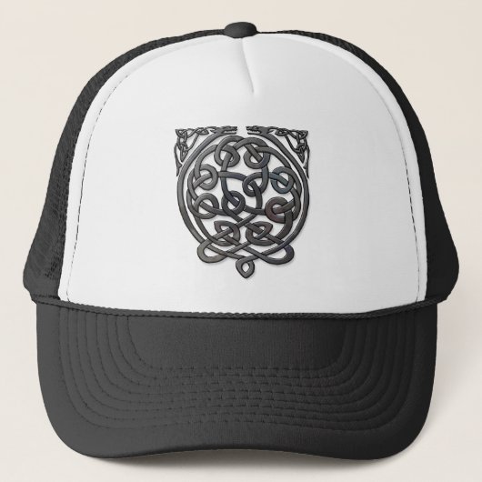 Celtic Knot Dragons - Black Chrome Trucker Pet (Voorkant)