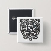 Celtic Knot Dragons - Black Chrome Vierkante Button 5,1 Cm (Voorkant /achterkant)