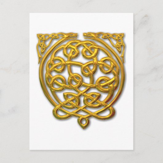 Celtic Knot Dragons - Gold Briefkaart (Voorkant)