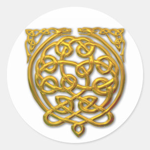 Celtic Knot Dragons - Gold Ronde Sticker