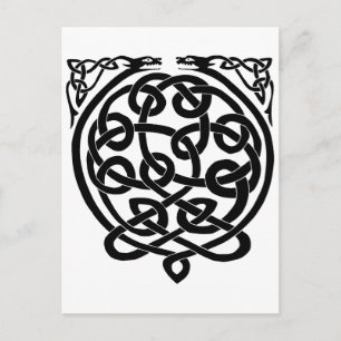 Celtic Knot Dragons - Zwart-wit Briefkaart