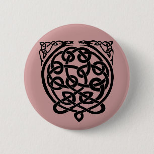 Celtic Knot Dragons - Zwart-wit Ronde Button 5,7 Cm