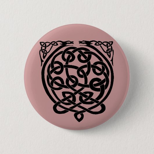 Celtic Knot Dragons - Zwart-wit Ronde Button 5,7 Cm (Voorkant)