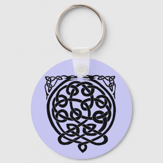 Celtic Knot Dragons - Zwart-wit Sleutelhanger (Voorkant)