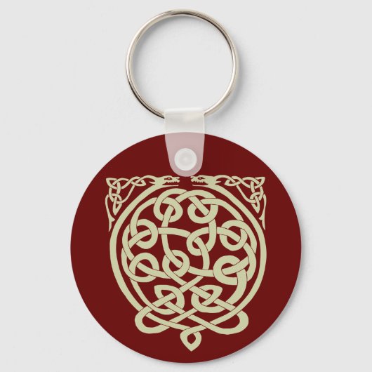 Celtic Knot Dragons - Zwart-wit Sleutelhanger (Voorkant)