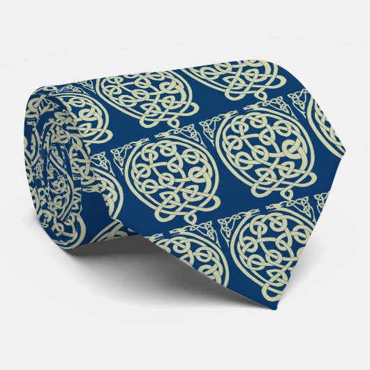 Celtic Knot Dragons - Zwart-wit Stropdas (Opgerold)