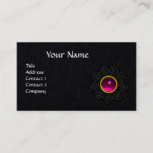 CELTIC KNOT FLOWER FUCHSIA GEMSTONE MONOGRAM Black Visitekaartje (Voorkant)