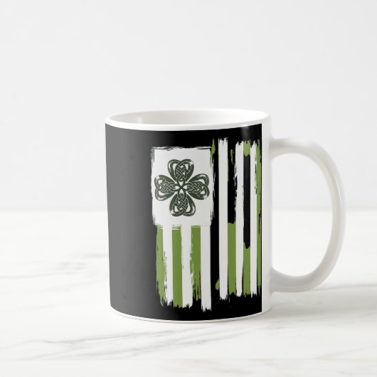 Celtic Knot Four Leaf Clover Stripes Design St Pat Koffiemok (Rechts)
