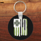 Celtic Knot Four Leaf Clover Stripes Design St Pat Sleutelhanger (Voorkant)