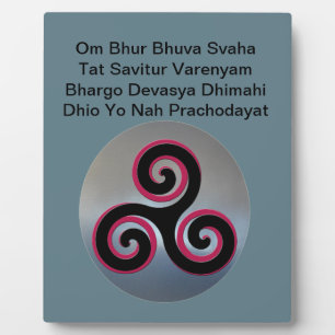 Celtic Knot Gayatri Mantra Om Bur Bhuvah, Plaque Fotoplaat