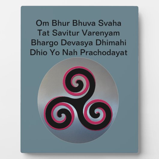 Celtic Knot Gayatri Mantra Om Bur Bhuvah, Plaque Fotoplaat (Voorkant)