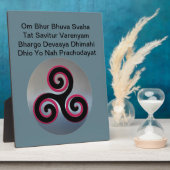 Celtic Knot Gayatri Mantra Om Bur Bhuvah, Plaque Fotoplaat (Zijkant)