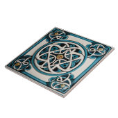 Celtic Knot Geïnspireerd Turquoise en Wit Tegeltje (Zijkant)