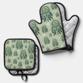 Celtic Knot Green Dreamcatcher Ovenwant & Pannenlap Set (Voorkant / Achterkant)