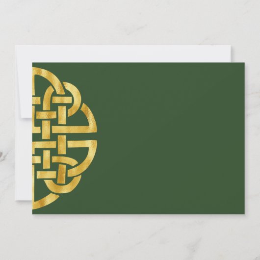 Celtic Knot Green & Gold Handfasting Save The Date (Achterkant)