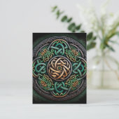 Celtic Knot Green Gold Knotwork Briefkaart (Staand voorkant)