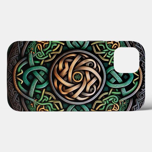 Celtic Knot Green Gold Knotwork Case-Mate iPhone Case (Achterkant (horizontaal))