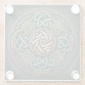 Celtic Knot Green Gold Knotwork Glazen Onderzetter (Achterkant)