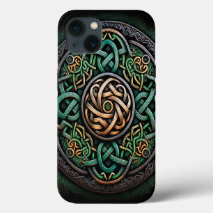 Celtic Knot Green Gold Knotwork iPhone 13 Hoesje