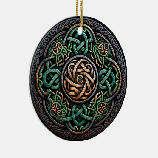 Celtic Knot Green Gold Knotwork Keramisch Ornament (Rechts)
