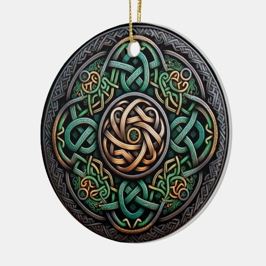 Celtic Knot Green Gold Knotwork Keramisch Ornament (Links)