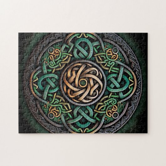 Celtic Knot Green Gold Knotwork Legpuzzel (Horizontaal)