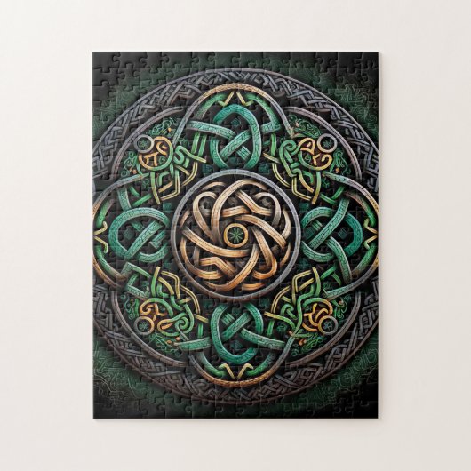Celtic Knot Green Gold Knotwork Legpuzzel (Verticaal)