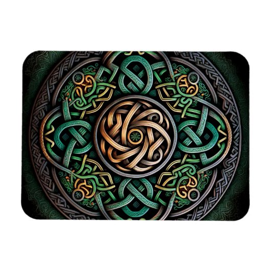 Celtic Knot Green Gold Knotwork Magneet (Horizontaal)