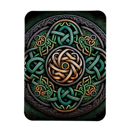 Celtic Knot Green Gold Knotwork Magneet (Verticaal)