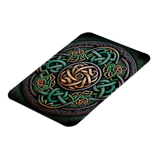 Celtic Knot Green Gold Knotwork Magneet (Linkerzijde)