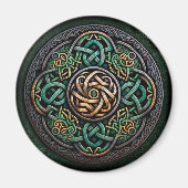 Celtic Knot Green Gold Knotwork Magneet (Voorkant)