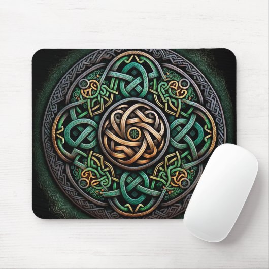 Celtic Knot Green Gold Knotwork Muismat (Met muis)