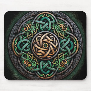 Celtic Knot Green Gold Knotwork Muismat
