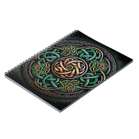 Celtic Knot Green Gold Knotwork Notitieboek (Linkerzijde)