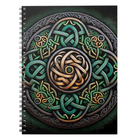 Celtic Knot Green Gold Knotwork Notitieboek (Voorkant)