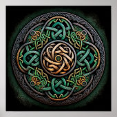 Celtic Knot Green Gold Knotwork Poster (Voorkant)