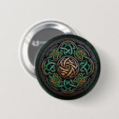 Celtic Knot Green Gold Knotwork Ronde Button 5,7 Cm (Voorkant /achterkant)
