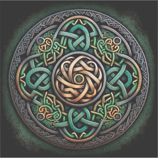 Celtic Knot Green Gold Knotwork Sticker (Voorkant)