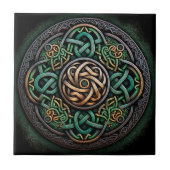 Celtic Knot Green Gold Knotwork Tegeltje (Voorkant)