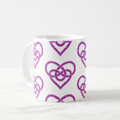 Celtic Knot Heart Shape Plaid Pink Purple Koffiemok (Voorkant links)