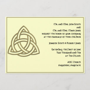 Celtic Knot in Gold and Ivory Wedding Invitation Kaart