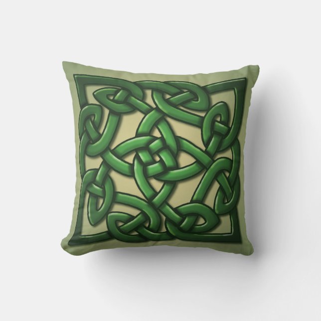 Celtic Knot in groen Kussen (Voorkant)