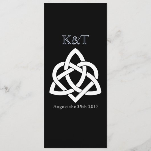 Celtic Knot Initialen - Menu Kaart zwart (Achterkant)