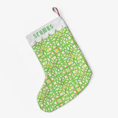 Celtic Knot Irish Braid Pattern Green gepersonalis Kleine Kerstsok (Achterkant (Hangend))